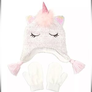 Love Design Toddler Girls Chenille Unicorn Heidi 2Piece Hat/Mitten, girl’s hat